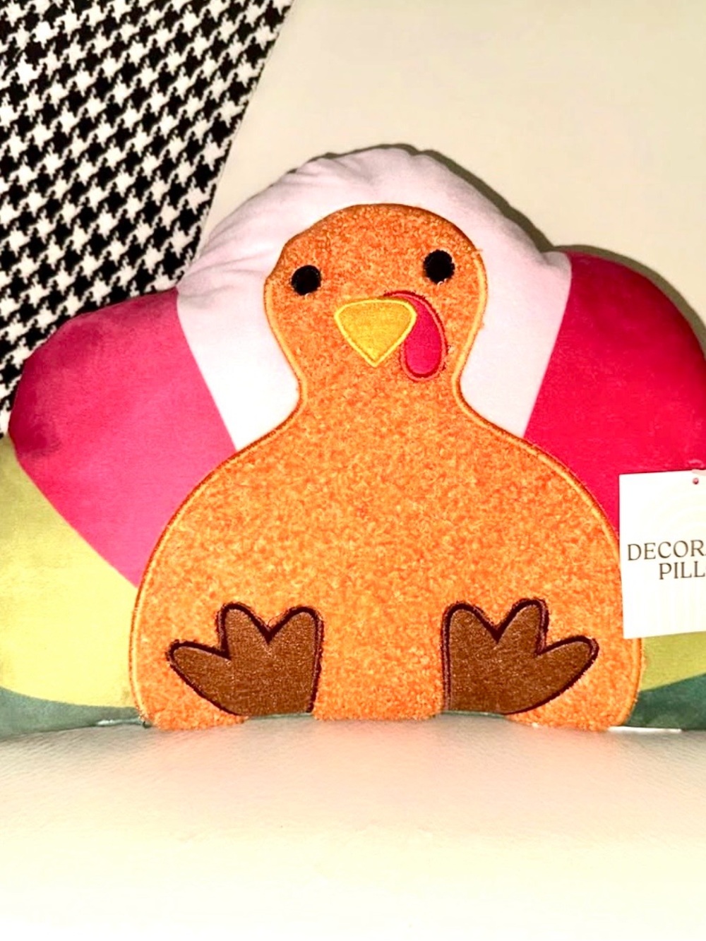 New with tag. Plush Orange Turkey Plush Pillow - Decorative Bird Cushion